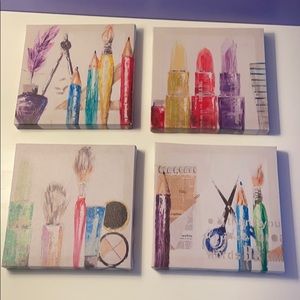 Set of 5 Art Themed Paintings